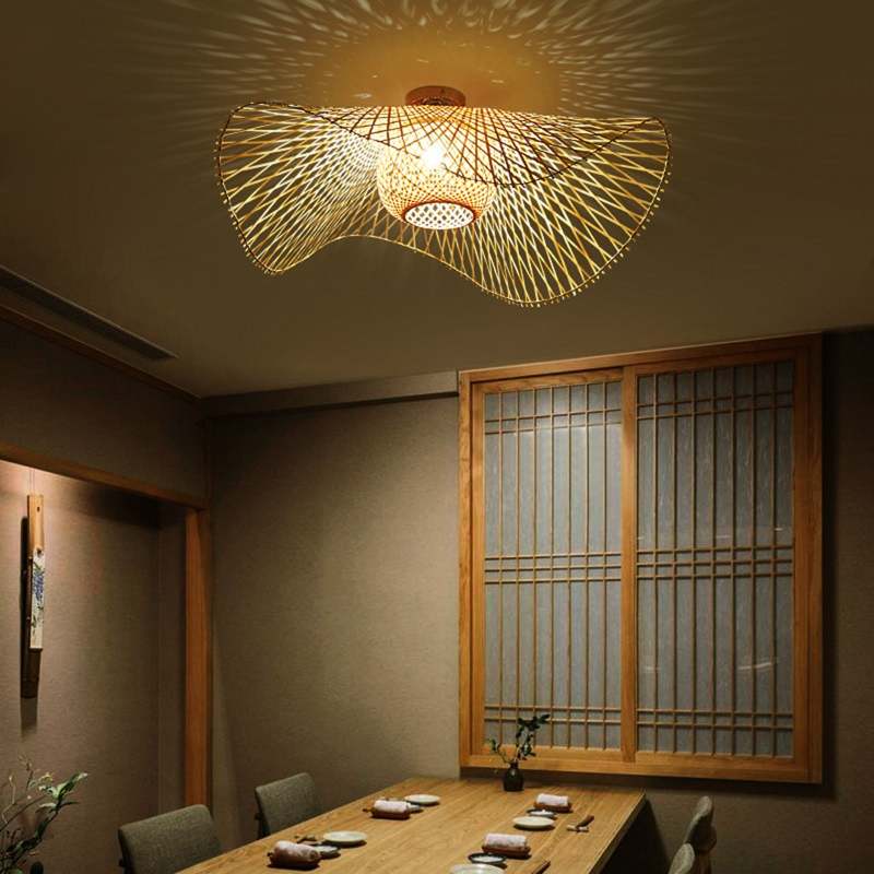 Lampada Sospesa in Rattan Stile Giapponese – Natura e Serenità