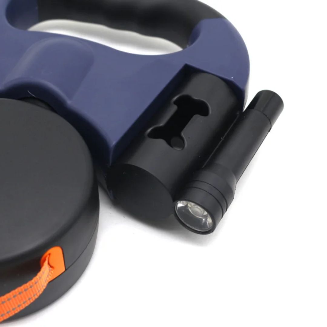 Smycz zwijana dla psów – z lampką LED i dystrybutorem torebek