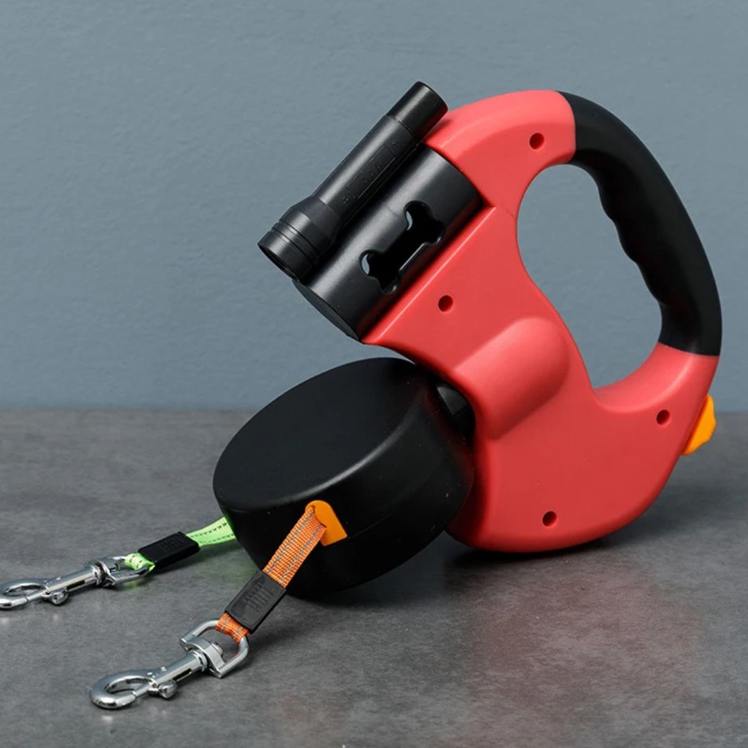 Smycz zwijana dla psów – z lampką LED i dystrybutorem torebek