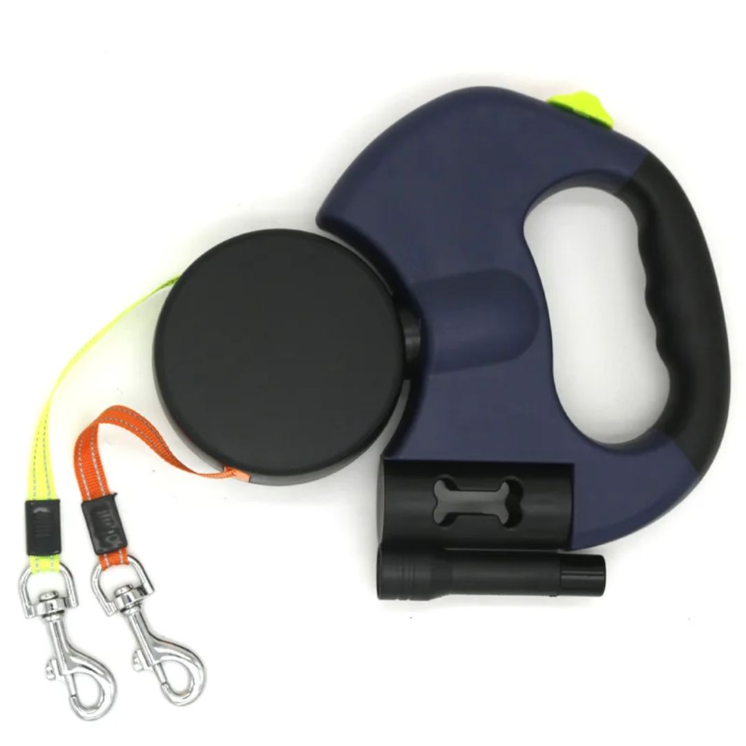 Smycz zwijana dla psów – z lampką LED i dystrybutorem torebek