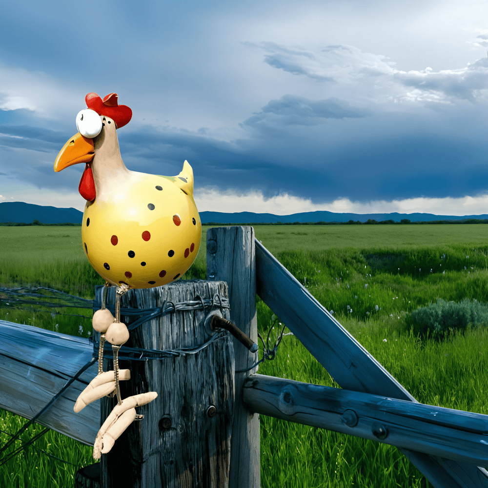 ビッグ・アイド・ルースター像 - オリジナル装飾と楽しいディテール