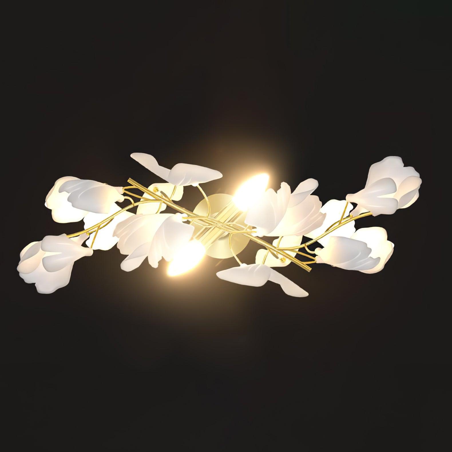 Lampada da parete floreale - Eleganza dorata e luce morbida