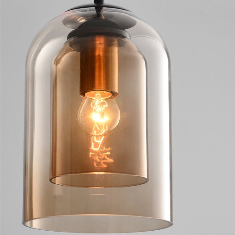 Vintage Hängeleuchte aus Glas - Doppeltes Metallic-Finish