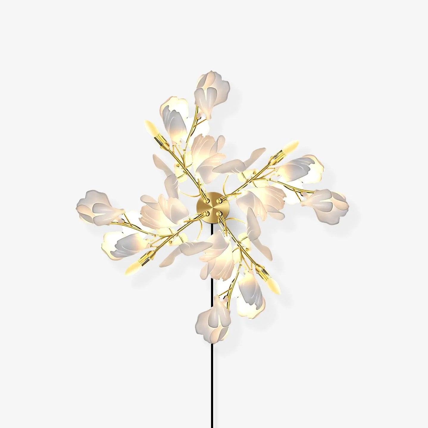 Lampada da parete floreale - Eleganza dorata e luce morbida