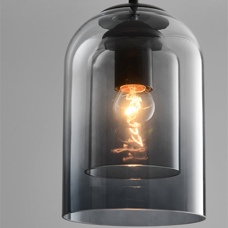 Vintage Hängeleuchte aus Glas - Doppeltes Metallic-Finish