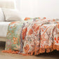 Couverture Bohème À Motifs Floraux Avec Franges