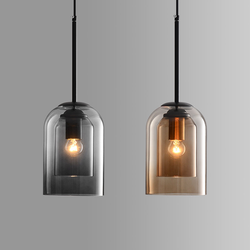 Vintage Hängeleuchte aus Glas - Doppeltes Metallic-Finish