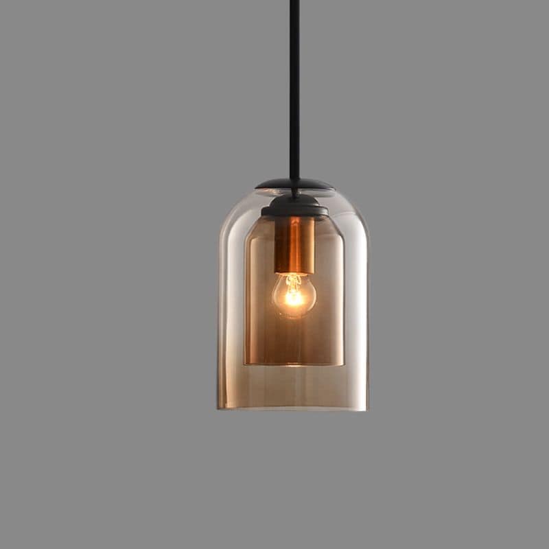 Vintage Hängeleuchte aus Glas - Doppeltes Metallic-Finish