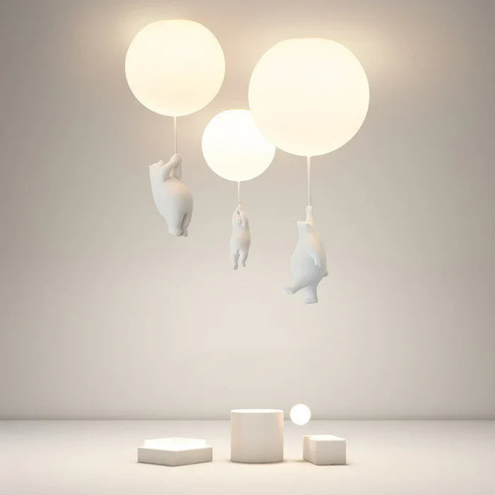 Kinderplafondlamp — Hangende Beren Aan Verlichte Ballonnen 