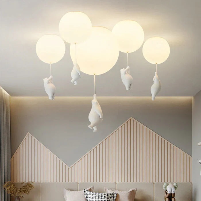Kinderplafondlamp — Hangende Beren Aan Verlichte Ballonnen 