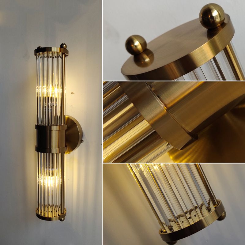 Μοντέρνο κυλινδρικό φωτιστικό τοίχου - Style Moderne Doré En Métal Et Verre