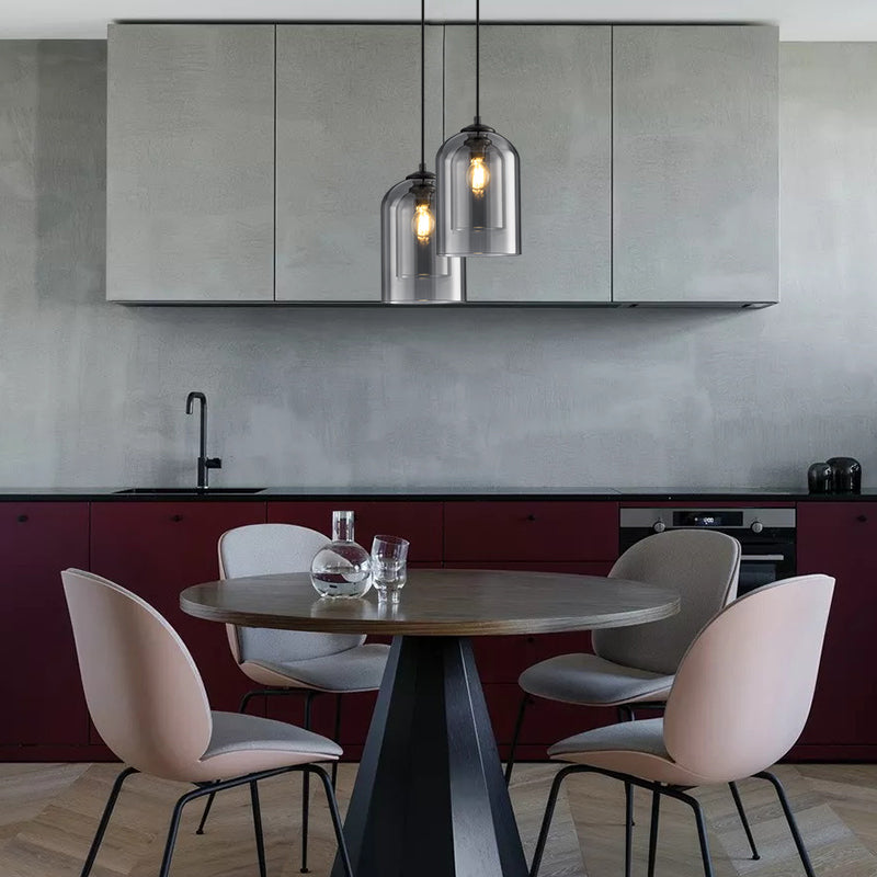 Vintage Hängeleuchte aus Glas - Doppeltes Metallic-Finish