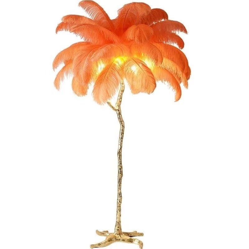 Luxusní sluneční lampa – Elegantní stínidlo z peří 